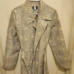 R4R Rave 4 Real Snakeskin Print Trench Coat - Size M